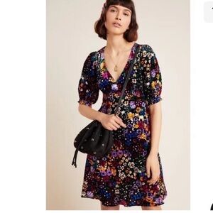 Anthropologie Francie Floral Velvet Dress- size 6